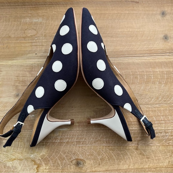 Tory Burch Spencer Slingback Pump in Navy Dot Size 6 - Picture 8 of 13